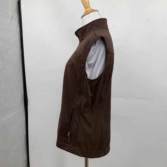 Nike Golf Vest Women M Medium Coffee Fit Dry Zip Up Mock Neck Waffle Knit Jacket - Picture 4 of 13